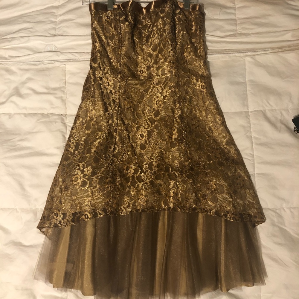 Gold strapless dress